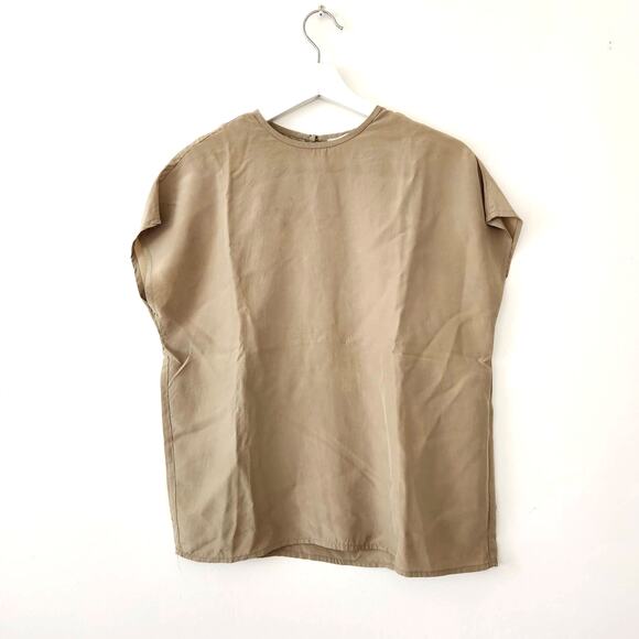 Saks Fifth Avenue Beige Silk Blouse 4 - Picture 1 of 6